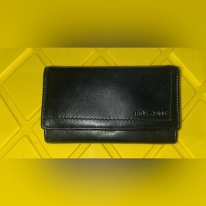 Hill Burry Black Leather Wallet with snap closure EUC
